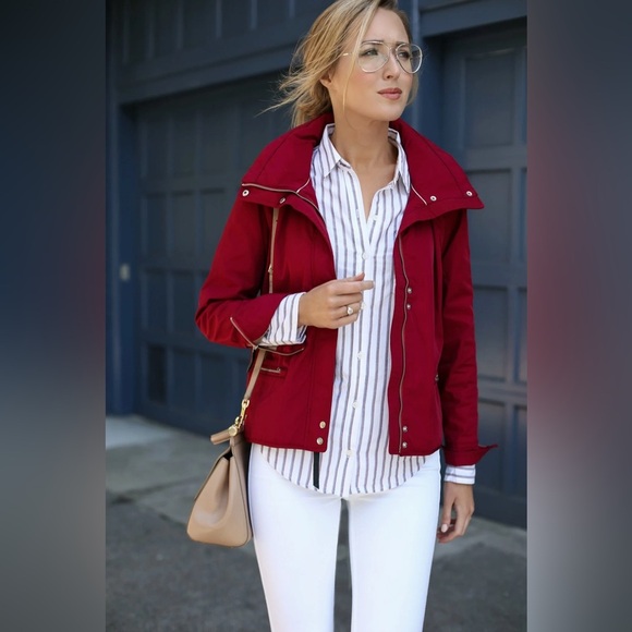 Abercrombie & Fitch Jackets & Blazers - A&F Red Waterproof Raincoat w/ Unzippable Hood water resistant burgundy wine